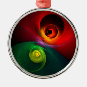Red Green Yin Yang Modern Abstract Art Pattern #20 Metal Ornament