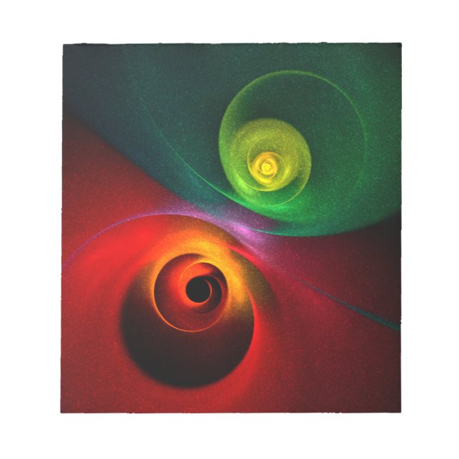 Red Green Yin Yang Modern Abstract Art Pattern #20 Notepad (Front)