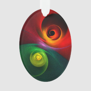 Red Green Yin Yang Modern Abstract Art Pattern #20 Ornament