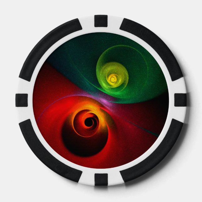 Red Green Yin Yang Modern Abstract Art Pattern #20 Poker Chips (Front)