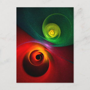 Red Green Yin Yang Modern Abstract Art Pattern #20 Postcard