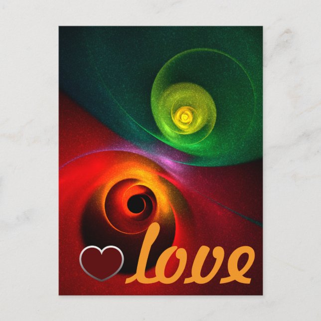 Red Green Yin Yang Modern Abstract Art Pattern #20 Postcard (Front)