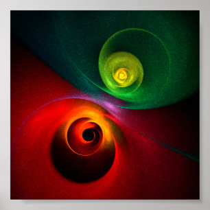 Red Green Yin Yang Modern Abstract Art Pattern #20 Poster
