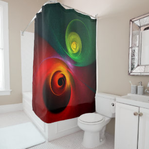 Red Green Yin Yang Modern Abstract Art Pattern #20 Shower Curtain
