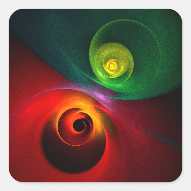 Red Green Yin Yang Modern Abstract Art Pattern #20 Square Sticker (Front)
