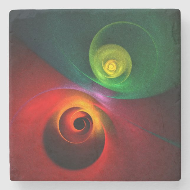 Red Green Yin Yang Modern Abstract Art Pattern #20 Stone Coaster (Front)
