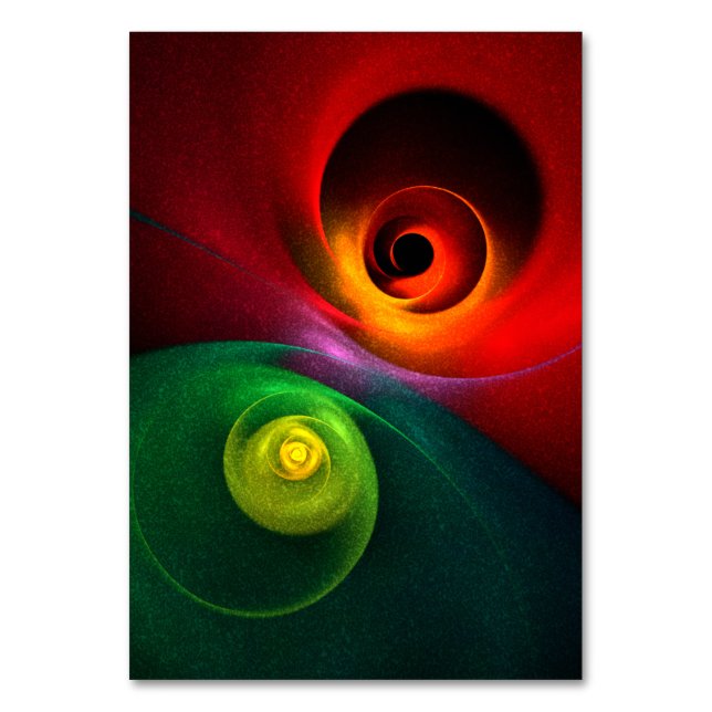 Red Green Yin Yang Modern Abstract Art Pattern #20 Table Number (Front)