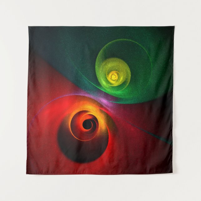 Red Green Yin Yang Modern Abstract Art Pattern #20 Tapestry (Front)