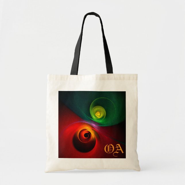 Red Green Yin Yang Modern Abstract Art Pattern #20 Tote Bag (Front)