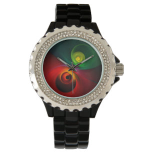 Red Green Yin Yang Modern Abstract Art Pattern #20 Watch