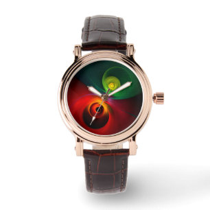 Red Green Yin Yang Modern Abstract Art Pattern #20 Watch