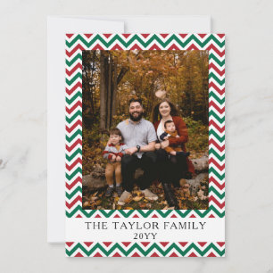 Red Green Zig Zag Family Holiday Photo