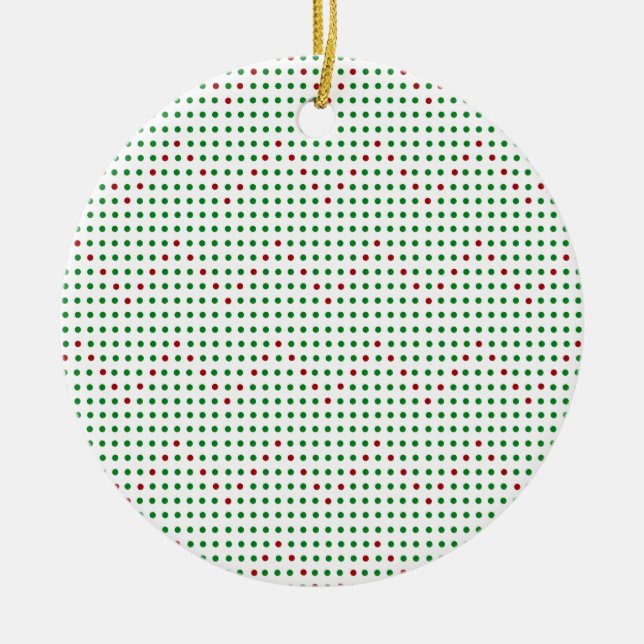 Red Green Zigzag Chevron Dots Pattern Holiday Ceramic Tree Decoration (Front)