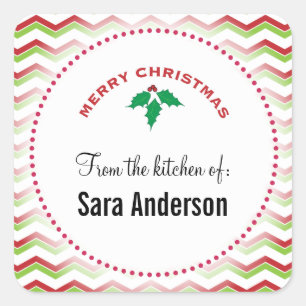 Red & Green Zigzags, From the Kitchen of Square Sticker