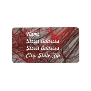 Red Grey Abstract Fractal Address Sticker