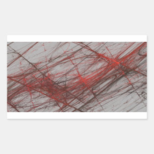 Red Grey Abstract Fractal Rectangle Sticker