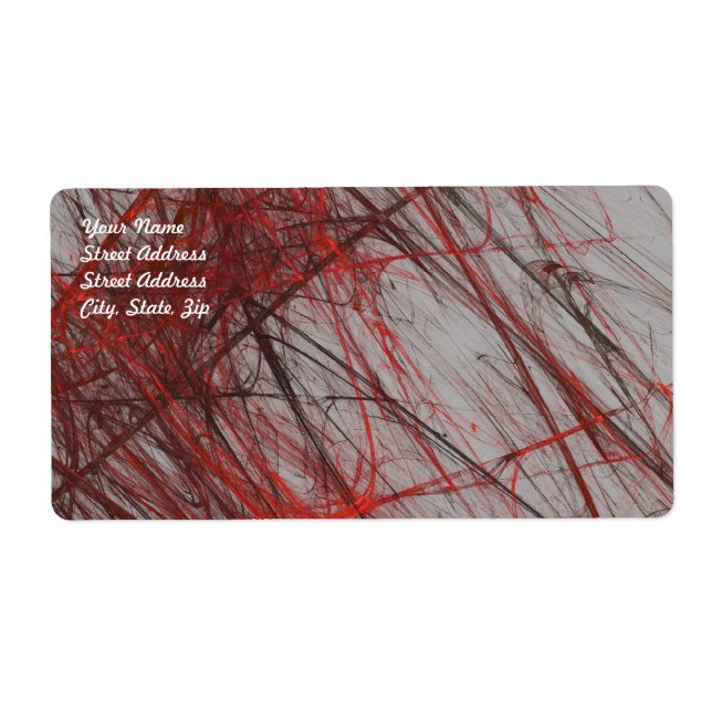 Red Grey Abstract Fractal Shipping Label (Front)