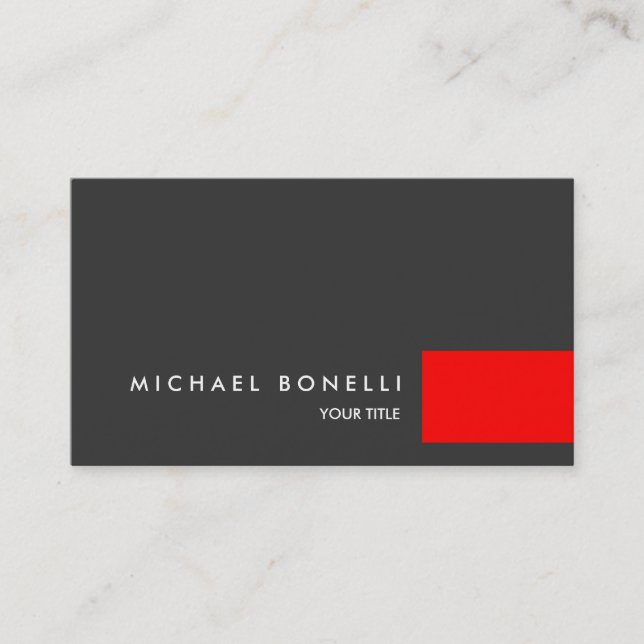 Red Grey Aesthetic Professional Business Card (Front)