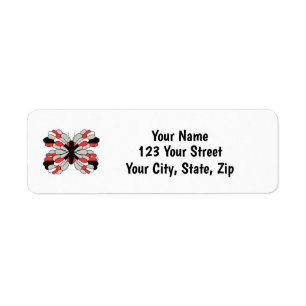 Red Grey and Black Butterfly Address Label Return Address Label