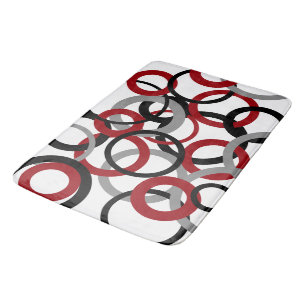 Red, Grey and Black Circles   Bath Mat