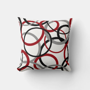 Red, Grey and Black Circles    Cushion