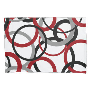 Red, Grey and Black Circles    Pillowcase