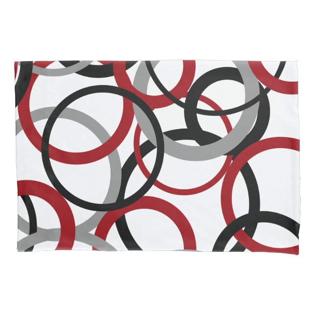 Red, Grey and Black Circles    Pillowcase (Front)