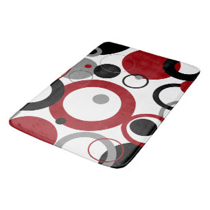 Red, Grey and Black Dots Bath Mat