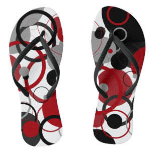 Red, Grey and Black Dots Thongs