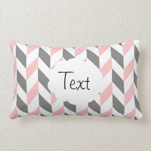 Red Grey and White Chevron Pattern Lumbar Cushion