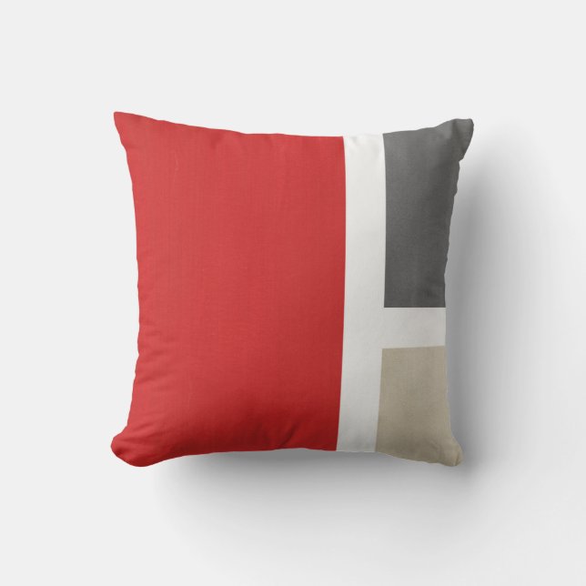 Red Grey Beige Modern Cushion (Front)