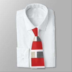 Red Grey Beige Modern Tie