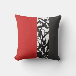 Red Grey Black and White Abstract Modern Cushion