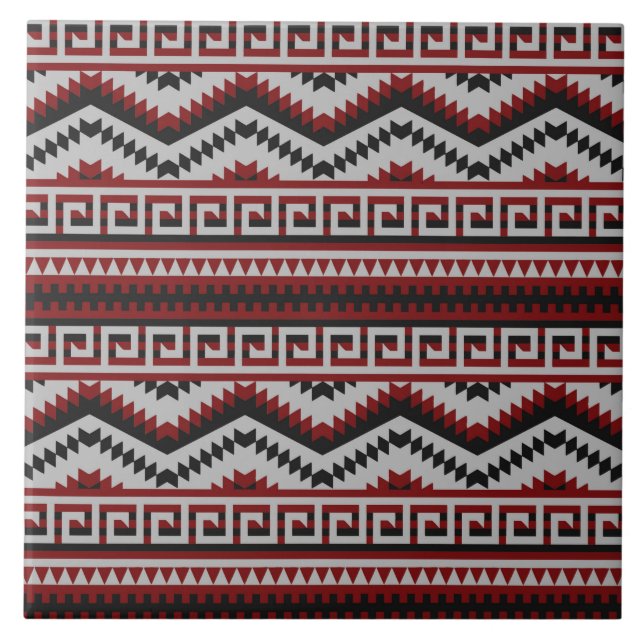 red grey black aztec tiled pattern ceramic tile (Front)