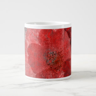 Red Grey Black Grunge Digital Graphic Art Design Large Coffee Mug