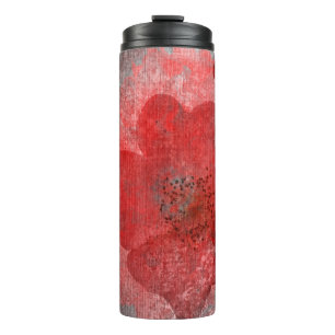 Red Grey Black Grunge Digital Graphic Art Design Thermal Tumbler