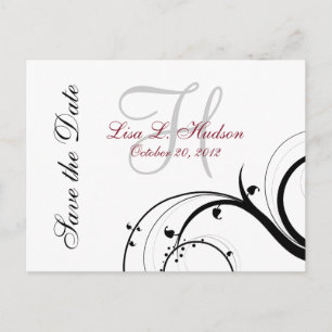 Red, Grey, Black Swirls Save the Date Postcard