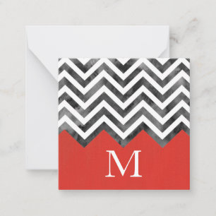 Red Grey Black White Chevron Colour Block Card