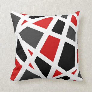 Red Grey Black White Geometric 2 Cushion