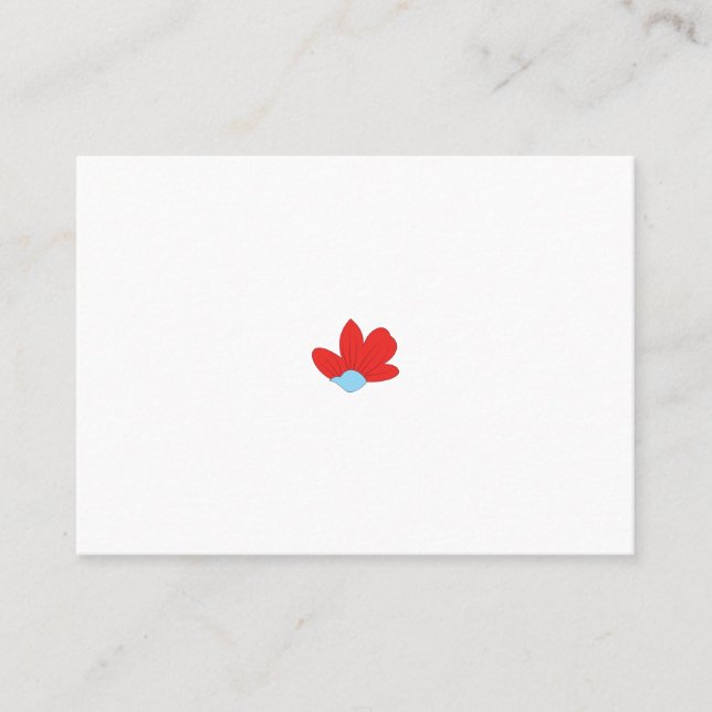 red, grey, blue colour clip art place card (Front)