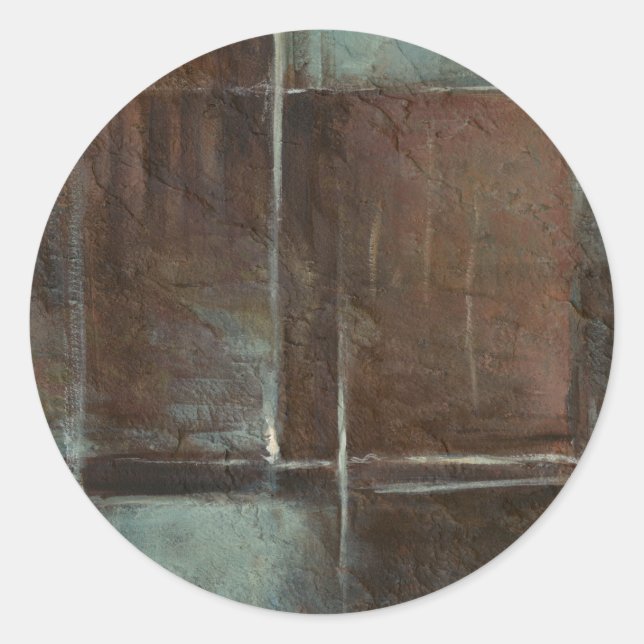 Red & Grey Brick Wall Classic Round Sticker (Front)