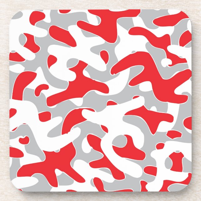 red grey Camouflage Pattern Coaster (Front)