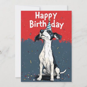 Red & Grey Cartoon Dog Birthday Party Invitation