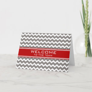 Red Grey Chevron Employee Welcome to the Team Card