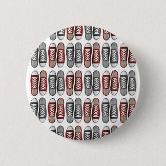 Red & Grey Classic Sneaker Pattern 6 Cm Round Badge