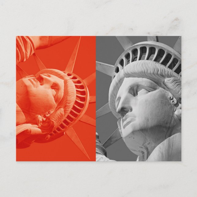 Red Grey Collage Closeup Statue Liberty Postcard (Front)