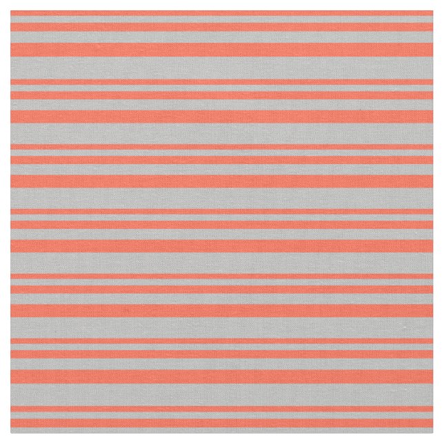 Red & Grey Coloured Stripes Pattern Fabric (Close Up)
