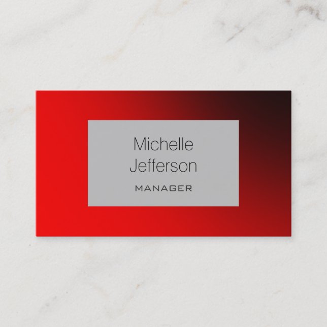 Red Grey Contemporary Trendy Business Card (Front)