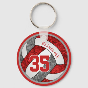red grey custom girls volleyball team colours key ring