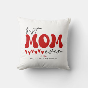 Red Grey Cute Best Mum Ever Cushion